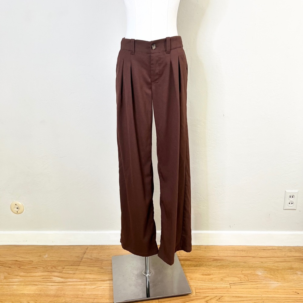 Urban Outfitters Trousers Pleated Wide Leg Womens Size 0 Brown High Rise Slacks‎
